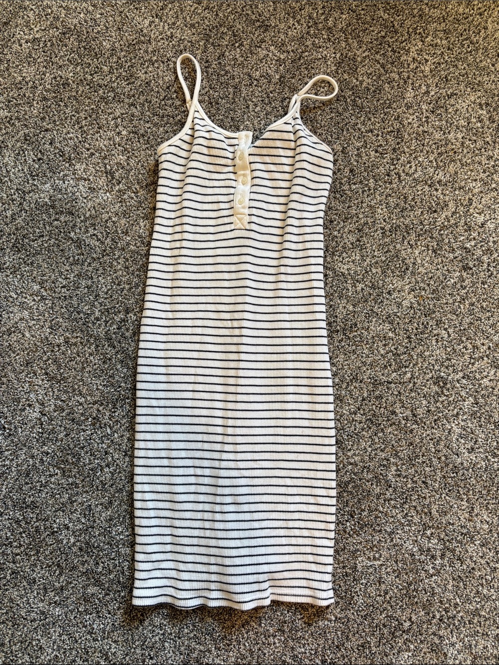 Thread & Supply White and Black Striped Midi Tank Dress